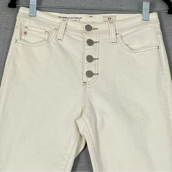 AG Adriano Goldshmied Jeans Isabelle Button Up White High Rise Crop Sz 25R - Picture 2 of 12